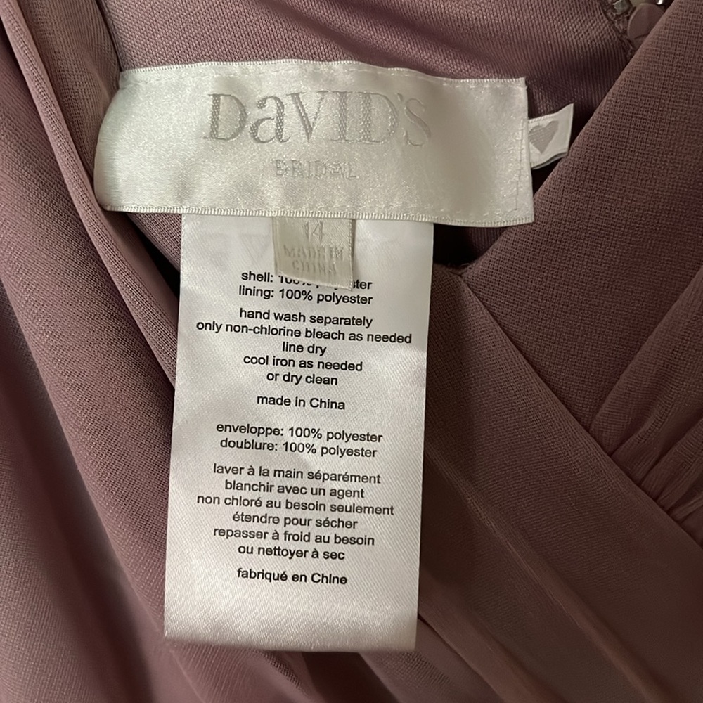 NWT david's bridal quartz v neck mesh gown with slit size: 14 - Picture 5 of 8